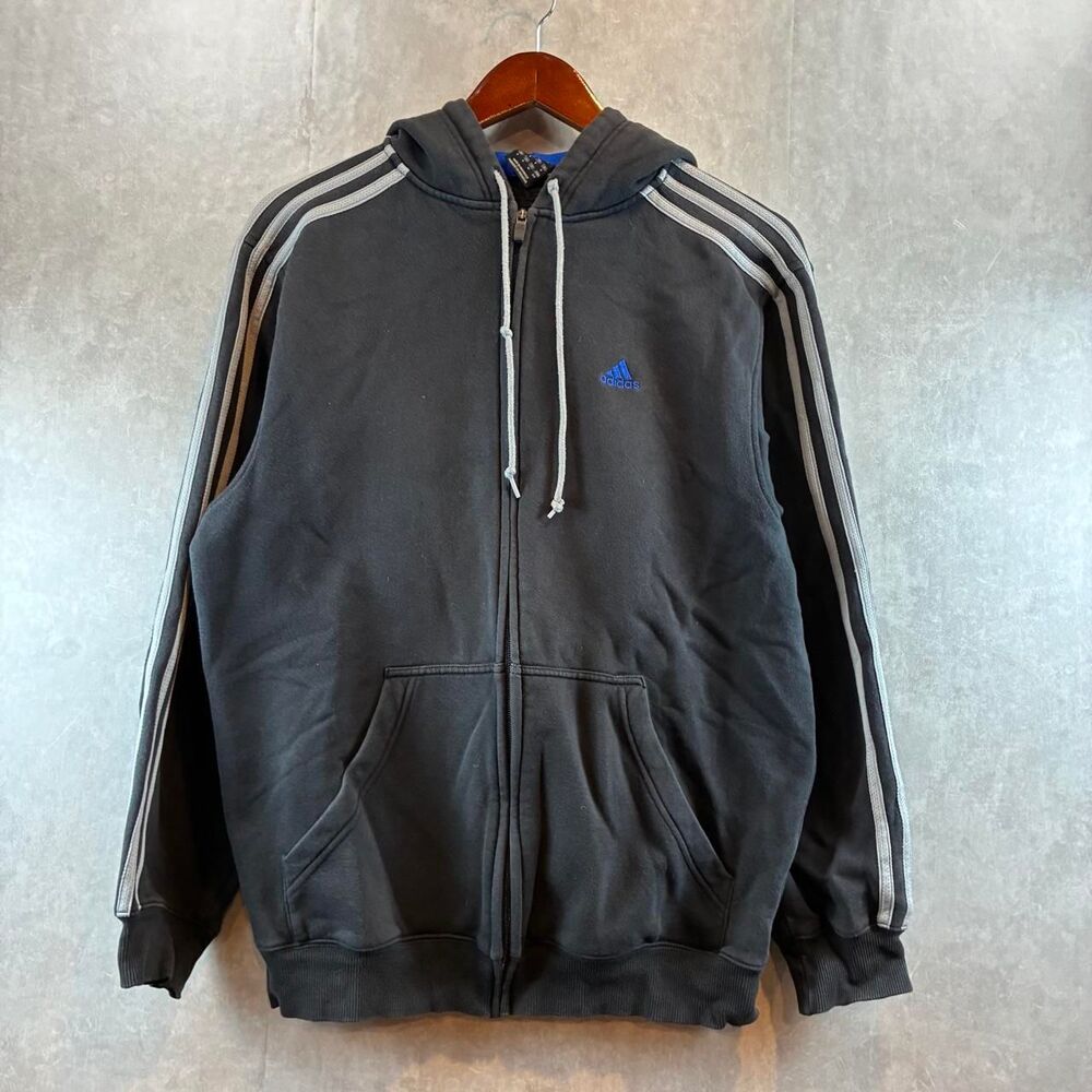 Adidas Men's Black and Grey Hoodie